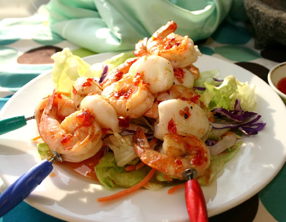 Grilled Seafood Skewers with Sweet Chili Sauce USA
